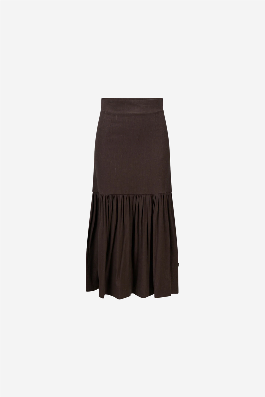 Lill Stretch Linen Skirt Dark Brown