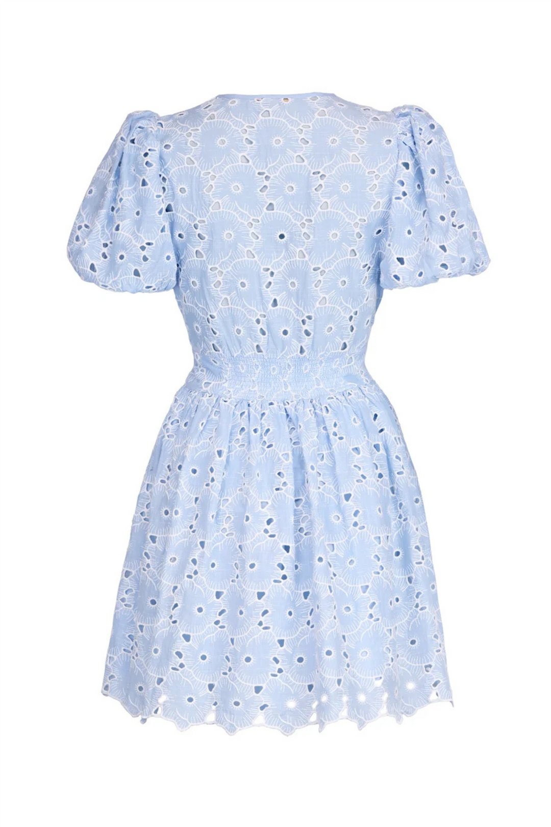 Broderie Anglaise Puffed Dress Light Blue