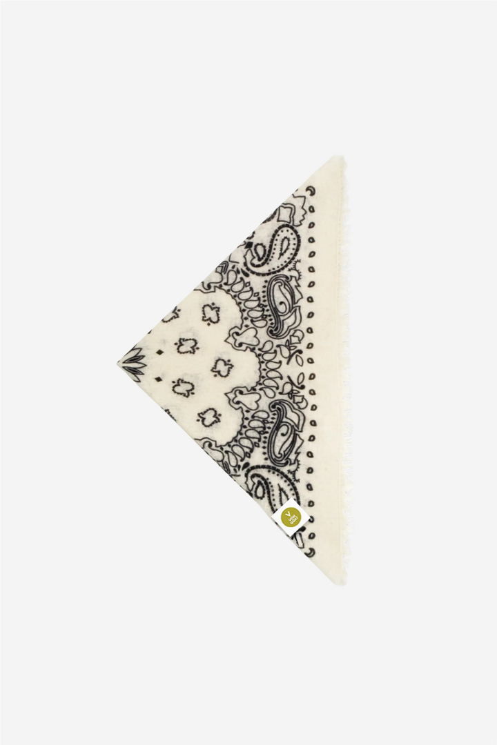 Bandana Calvina Paisley XL With Frings White And Black