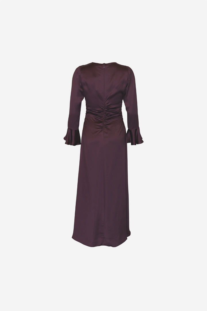 Satin Rouching Dress Burgundy