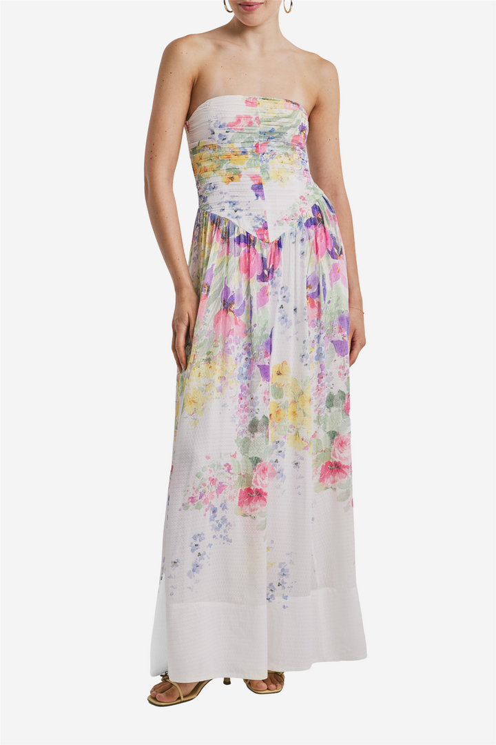 Dotted Georgette Bandeau Dress Flower Meadow