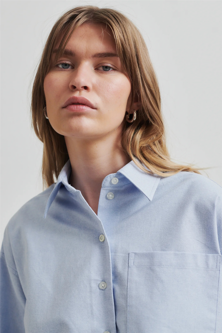 Baulo Cropped Shirt Cashmere Blue