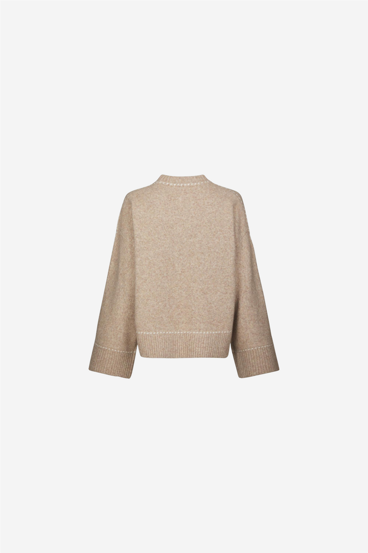 Roeme Knit Stitch Blouse Beige Melange