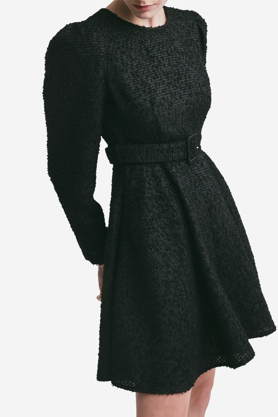 Boucle Belt Dress Black
