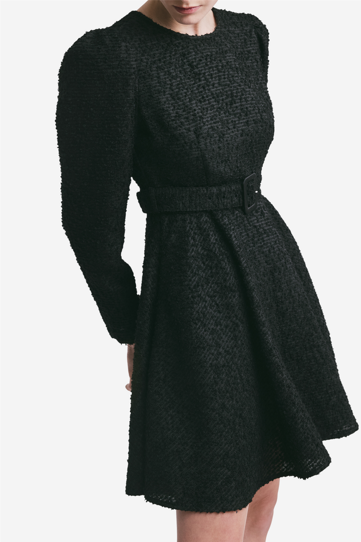Boucle Belt Dress Black
