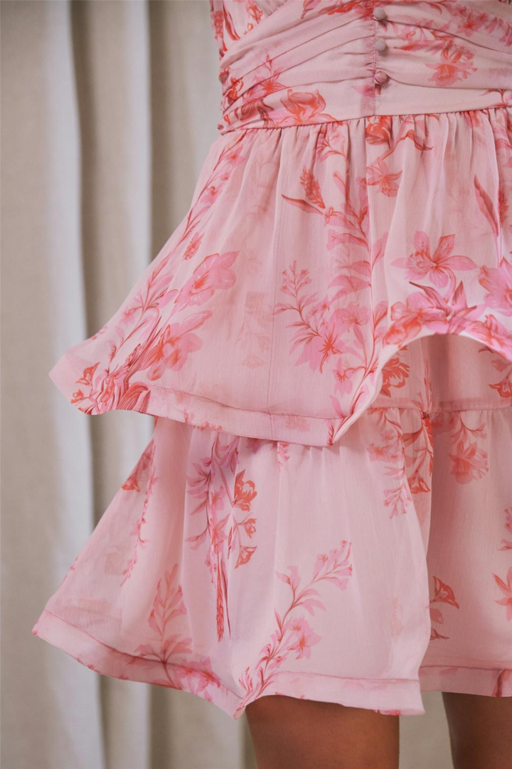 Rivana Print Chiffon Dress Pink