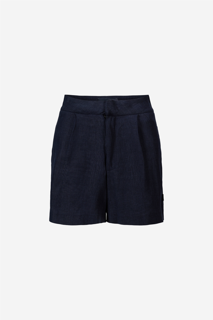 Freya Solid Linen Shorts Navy