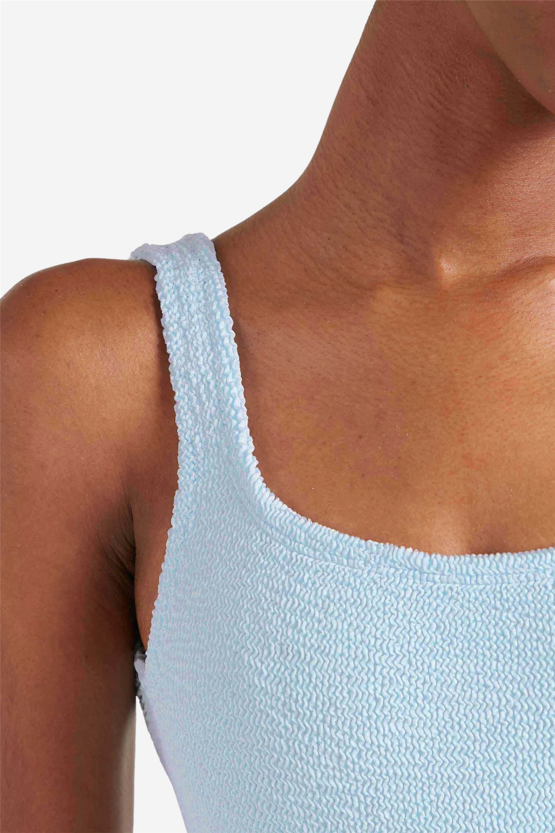 Square Neck Swim Metallic Ice Blue