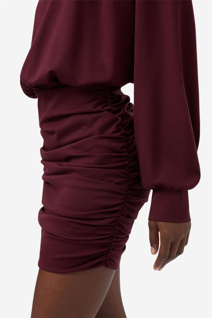 Sylvia Puffsleeves High Waist Mini Dress Cabernet