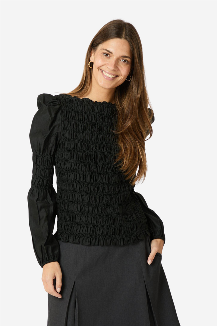 Polka Smock Shirt Black