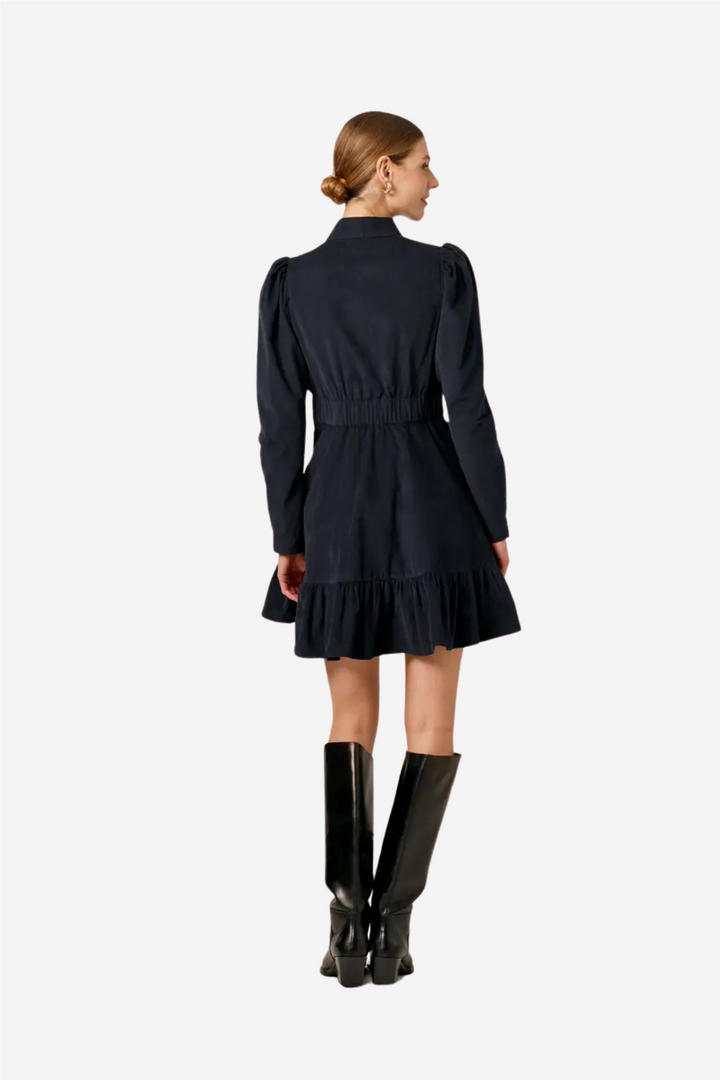 Baby Cord Mini Dress Black