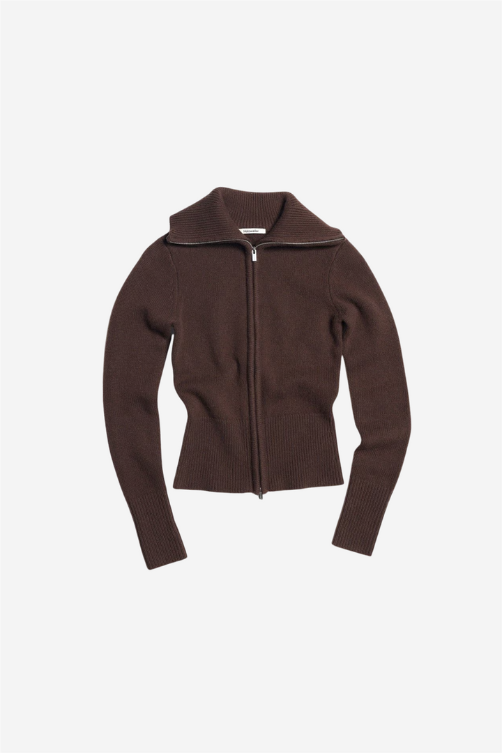Line Wool Cardigan Dark Brown