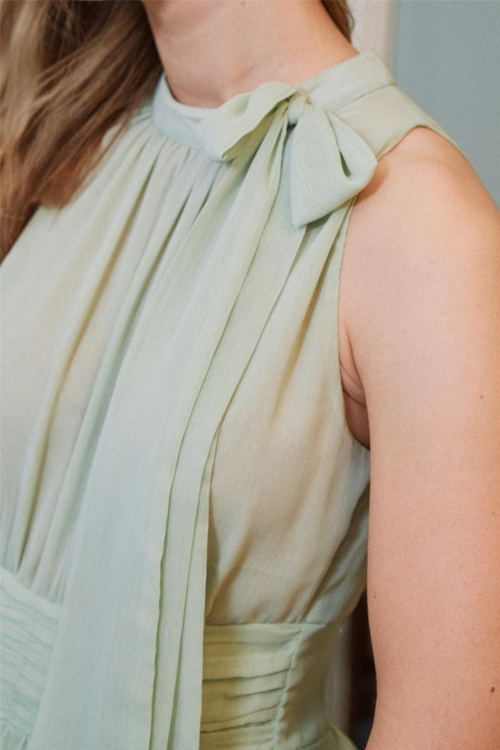 Marli Solid Chiffon Dress Light Green