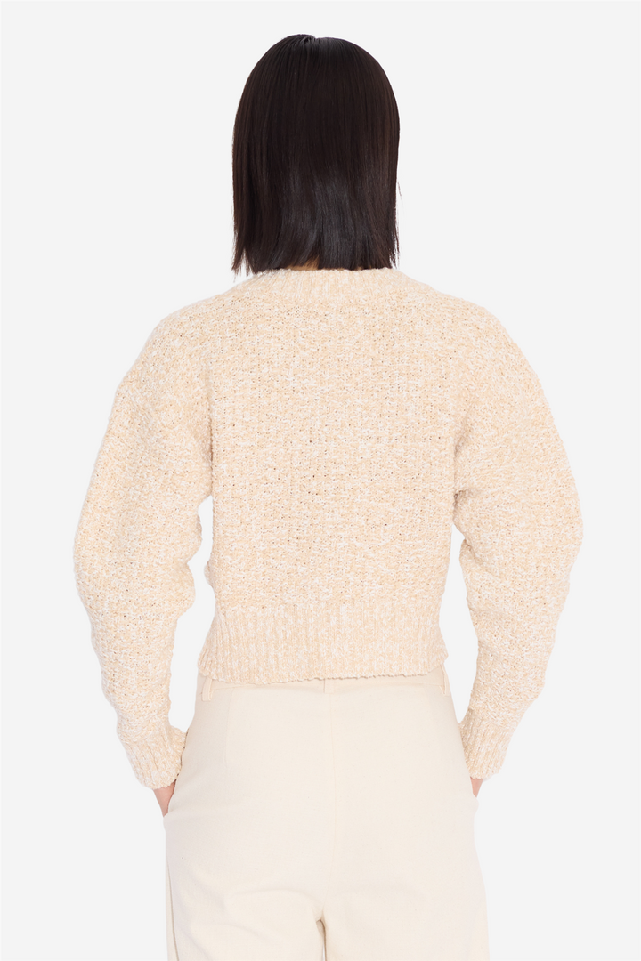 Resort Cropped V-Neck Sand Mix