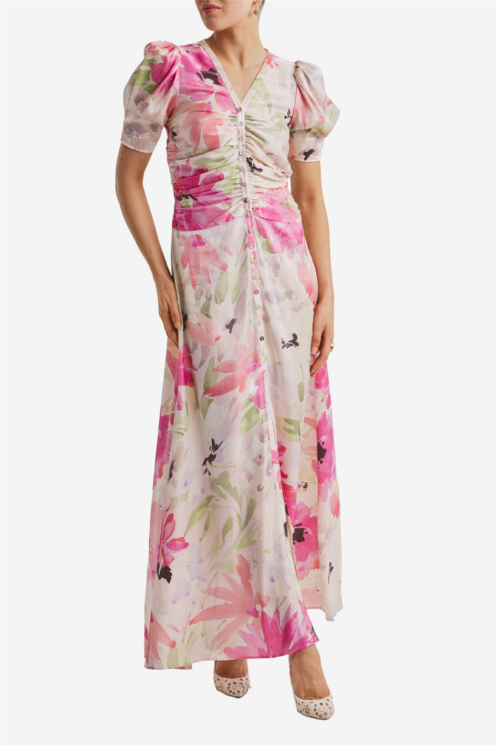 Shiny Button-Down Dress Soft Dew