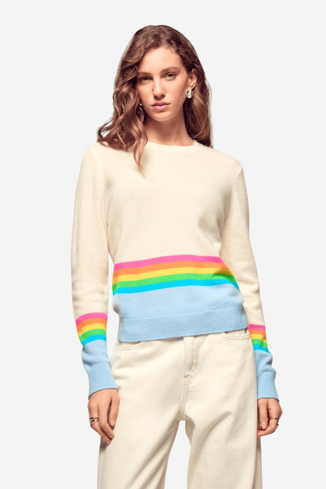 From Future Genser & Cardigan Crewneck Striped Sweater Baby Blue