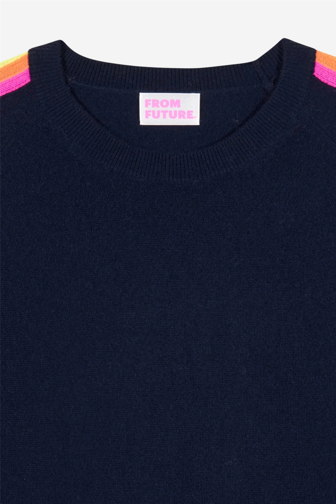 From Future Genser & Cardigan Crewneck Sweater Stripes Multicolor Sleeves Navy