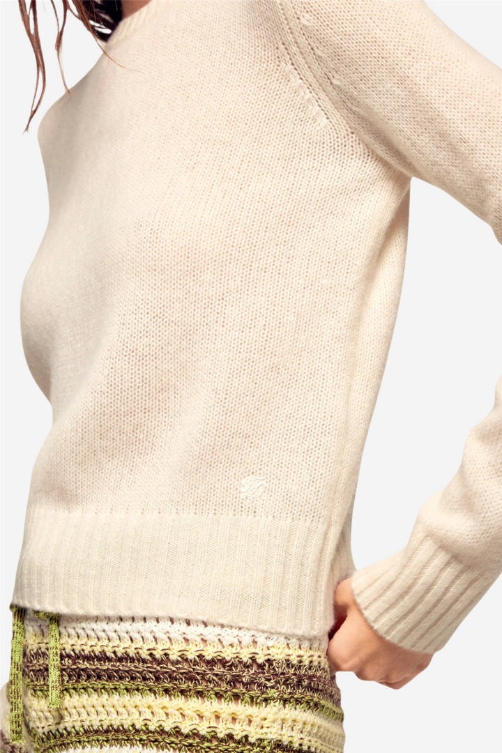 From Future Genser & Cardigan Cropped Crewneck Sweater Ecru
