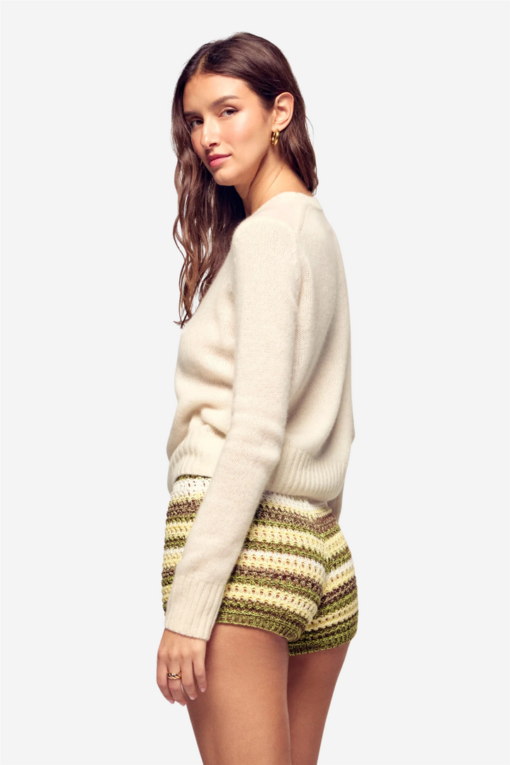 From Future Genser & Cardigan Cropped Crewneck Sweater Ecru