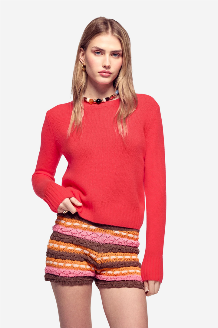 From Future Genser & Cardigan Cropped Crewneck Sweater Love Coral