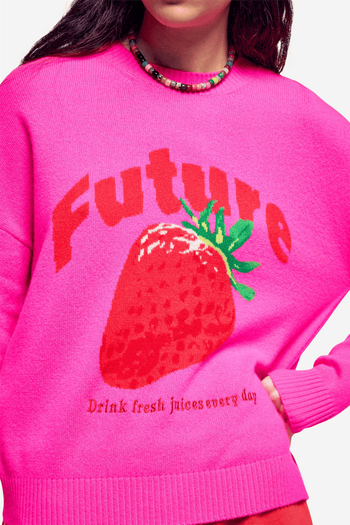 From Future Genser & Cardigan Future Intarsia Crewneck Flash Pink