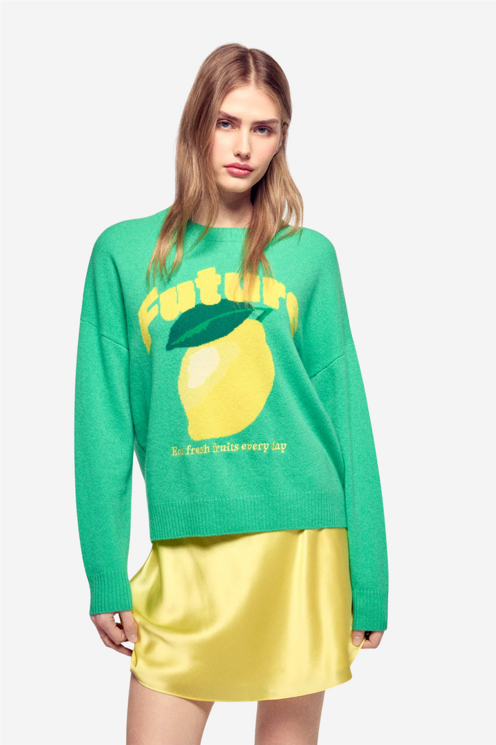 From Future Genser & Cardigan Future Intarsia Crewneck Garden Party Green