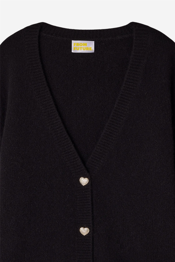 From Future Genser & Cardigan Heart Button Cardigan Noir