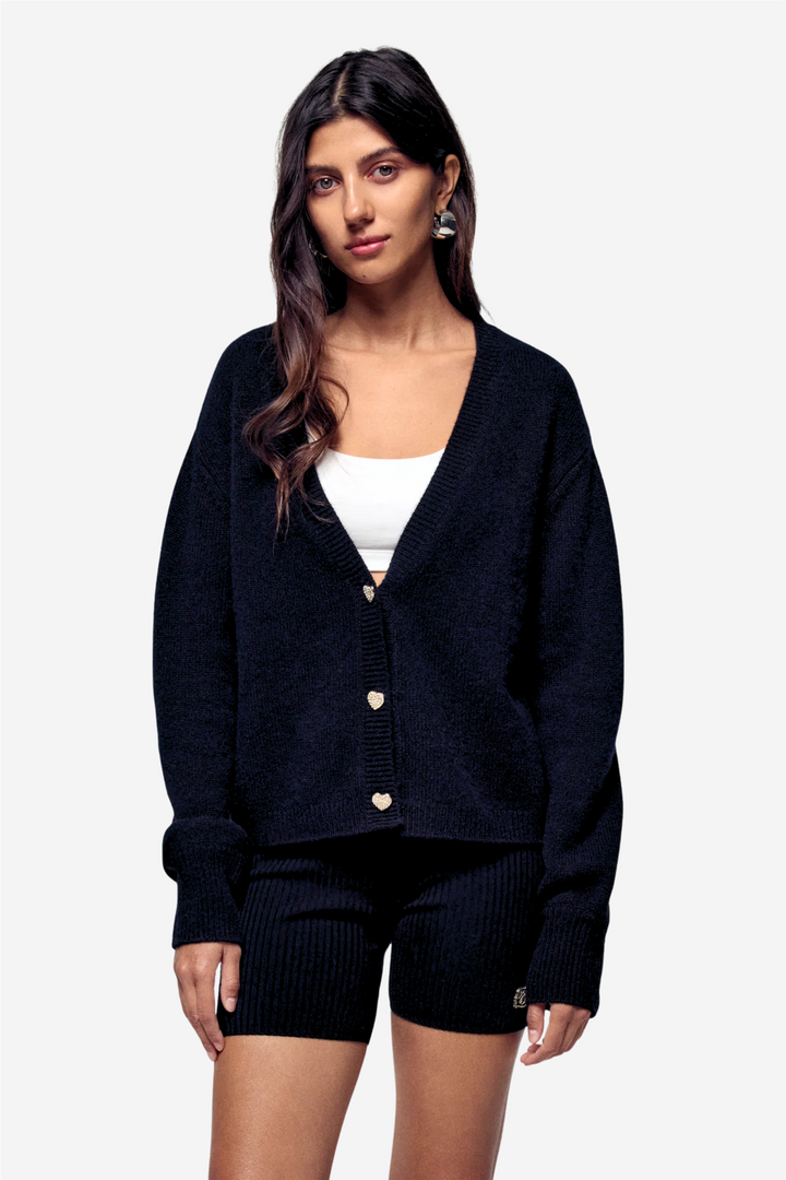 From Future Genser & Cardigan Heart Button Cardigan Noir