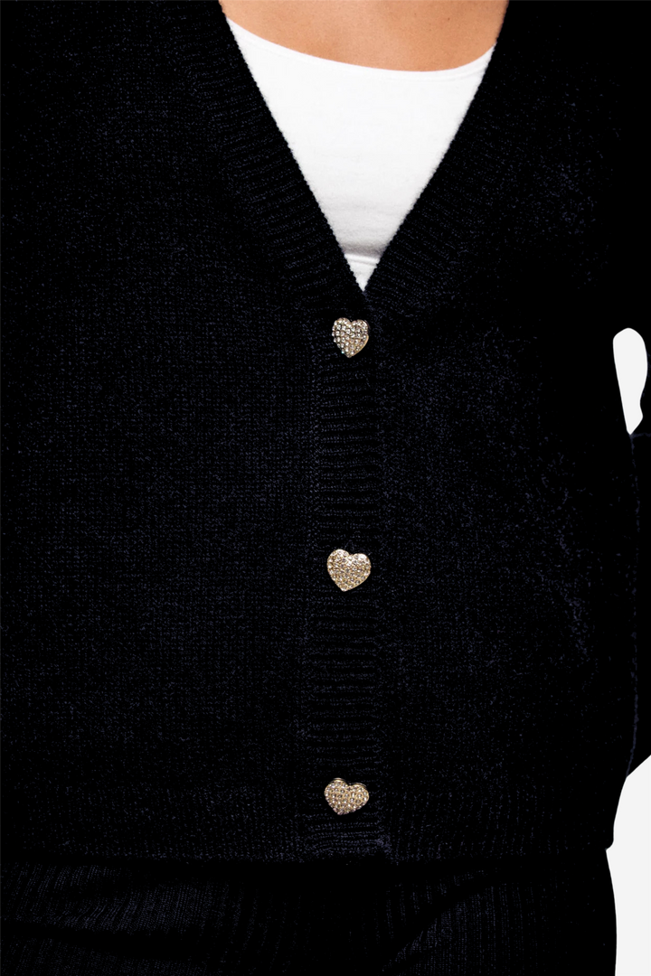 From Future Genser & Cardigan Heart Button Cardigan Noir