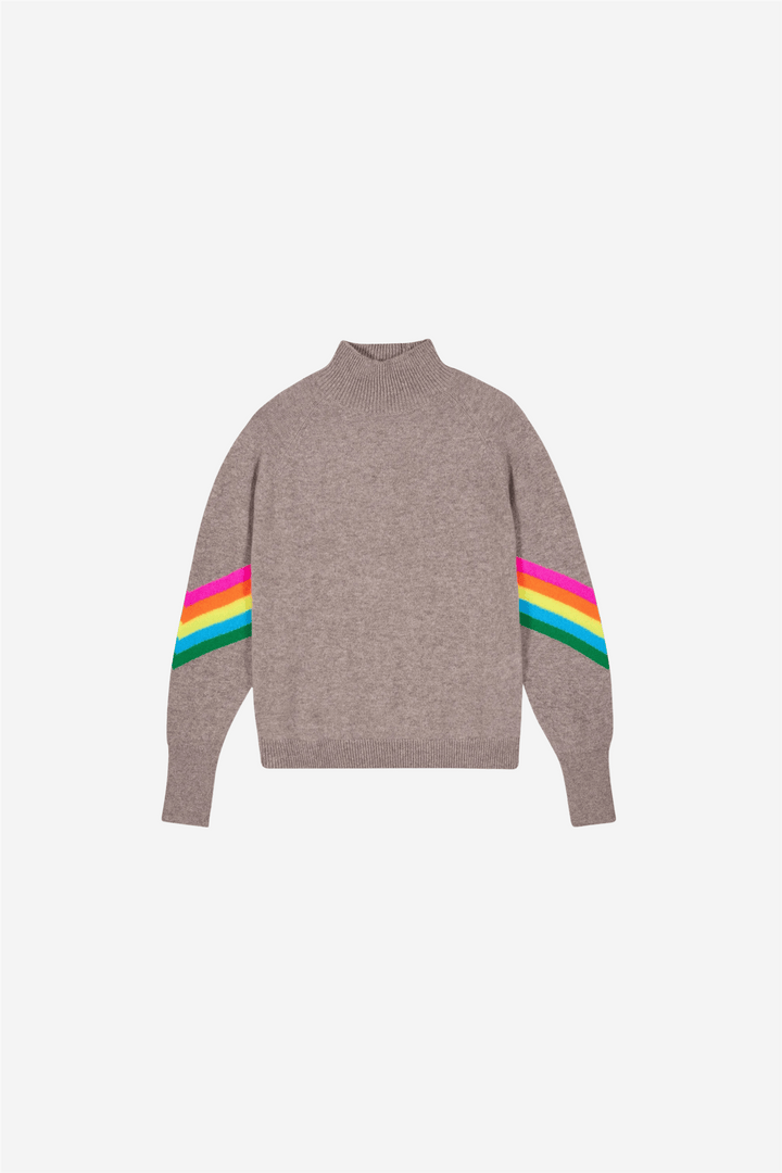 From Future Genser & Cardigan Mock Neck Sweater Taupe