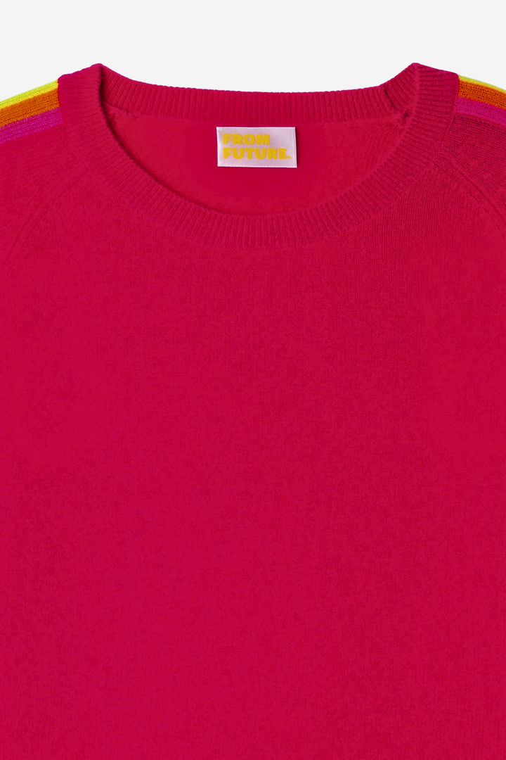 From Future Genser & Cardigan Multicolored Stripe Sleeve Crewneck Tropical Raspberry