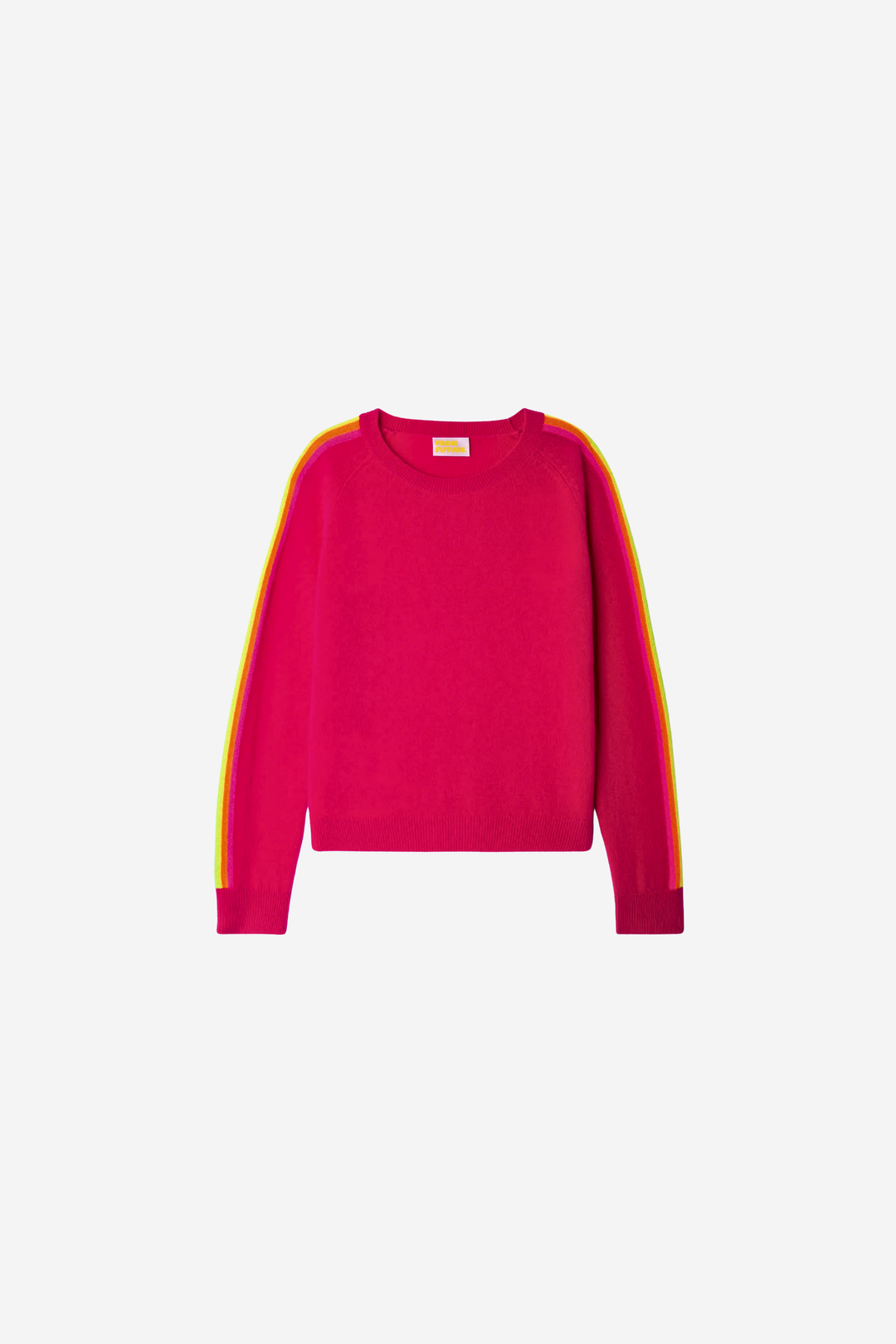 From Future Genser & Cardigan Multicolored Stripe Sleeve Crewneck Tropical Raspberry