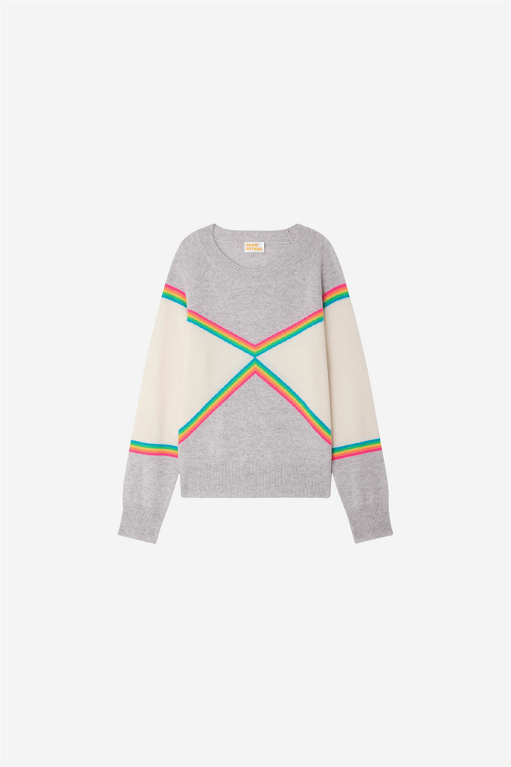 From Future Genser & Cardigan Multicolored Striped Crewneck Light Heather Gray