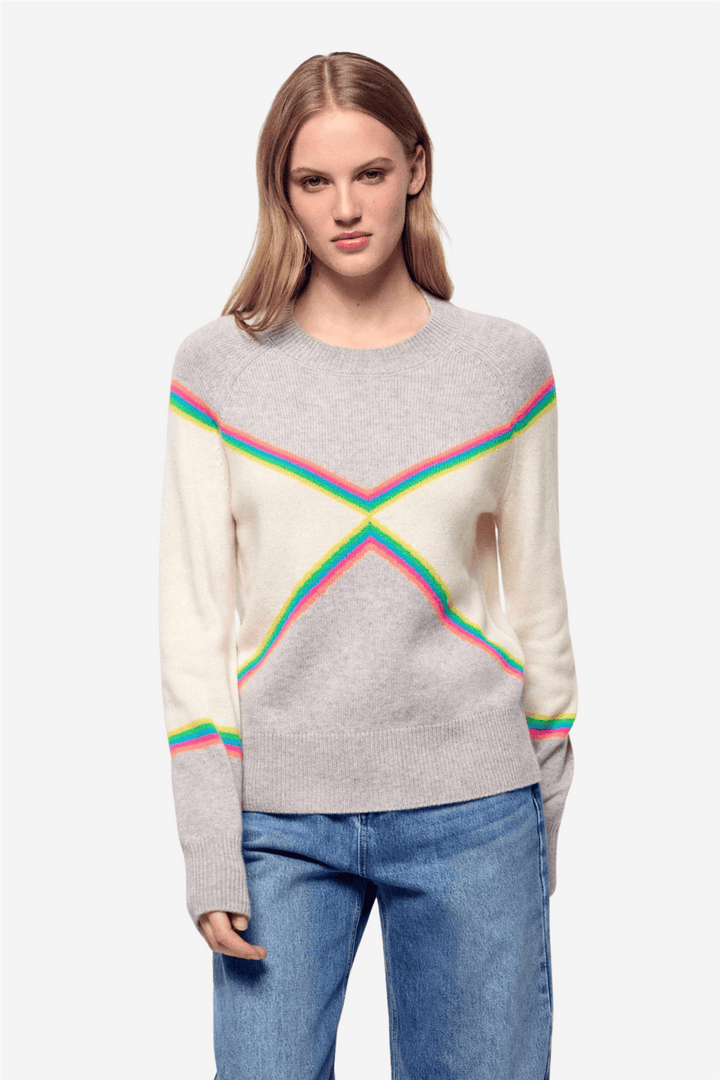 From Future Genser & Cardigan Multicolored Striped Crewneck Light Heather Gray