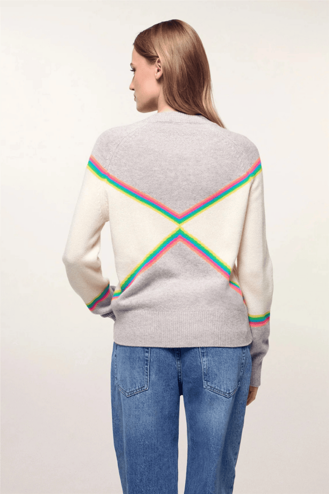 From Future Genser & Cardigan Multicolored Striped Crewneck Light Heather Gray