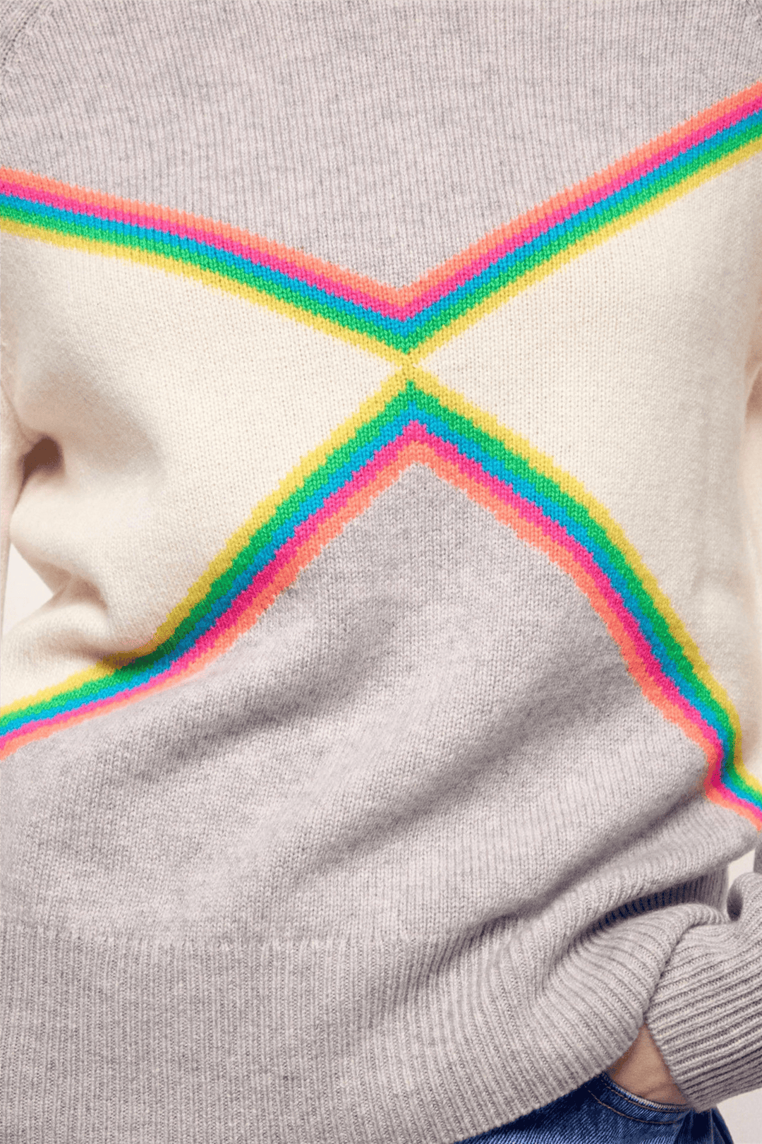 From Future Genser & Cardigan Multicolored Striped Crewneck Light Heather Gray