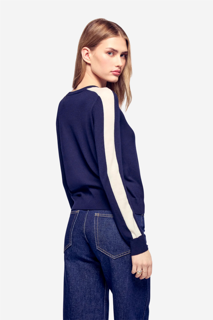 From Future Genser & Cardigan Striped Crewneck Sweater Navy