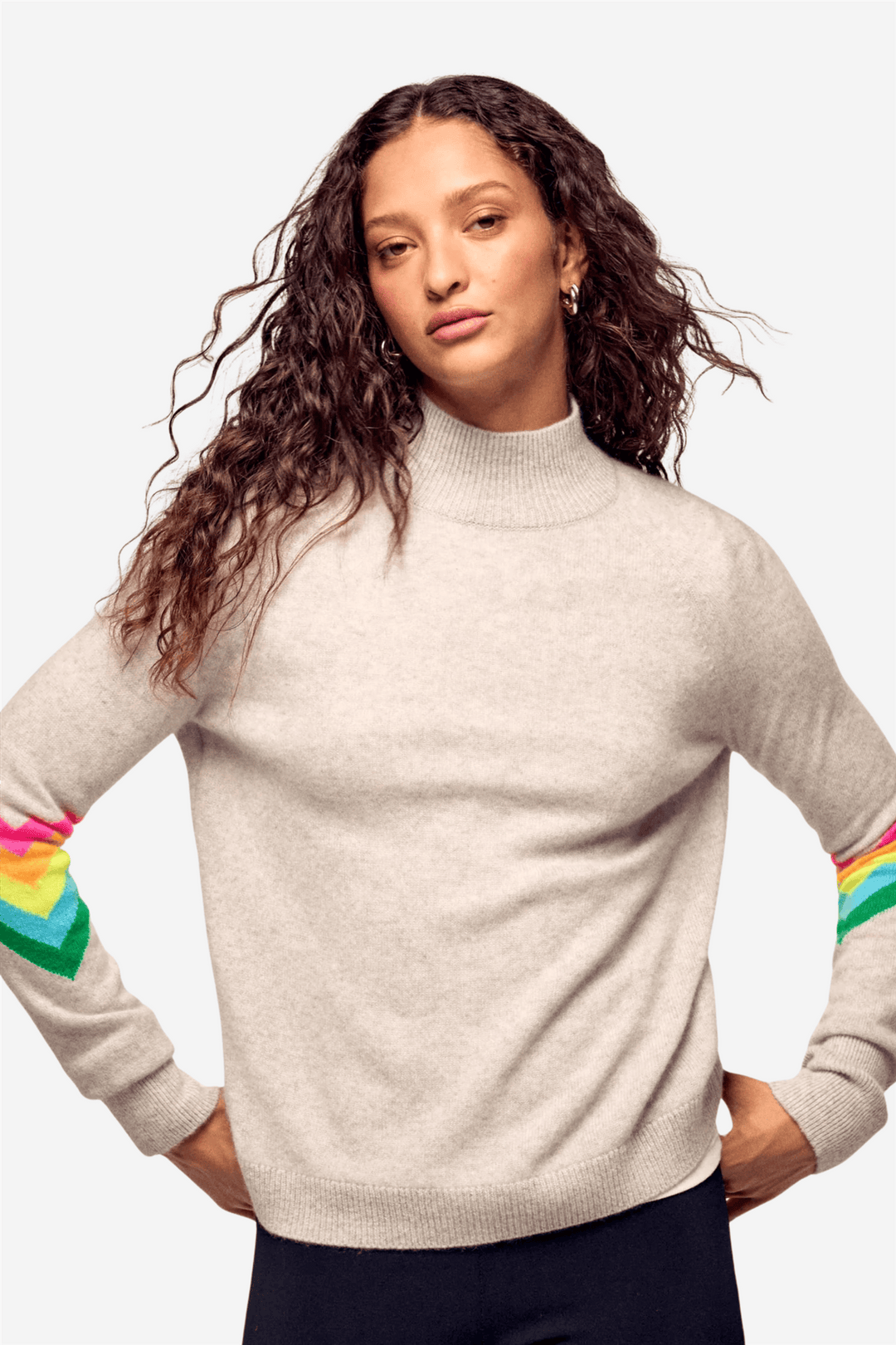 From Future Genser &amp; Cardigan Striped Mock-Neck Sweater