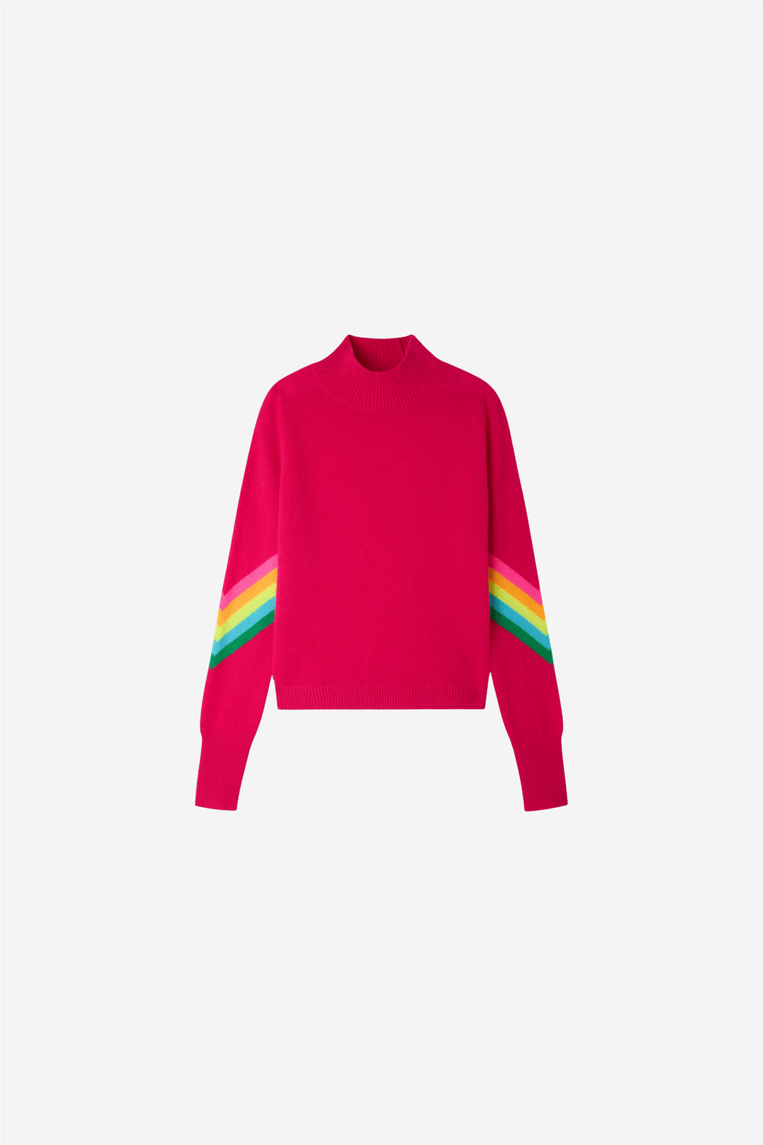 From Future Genser &amp; Cardigan Striped Mock-Neck Sweater Raspberry Pink