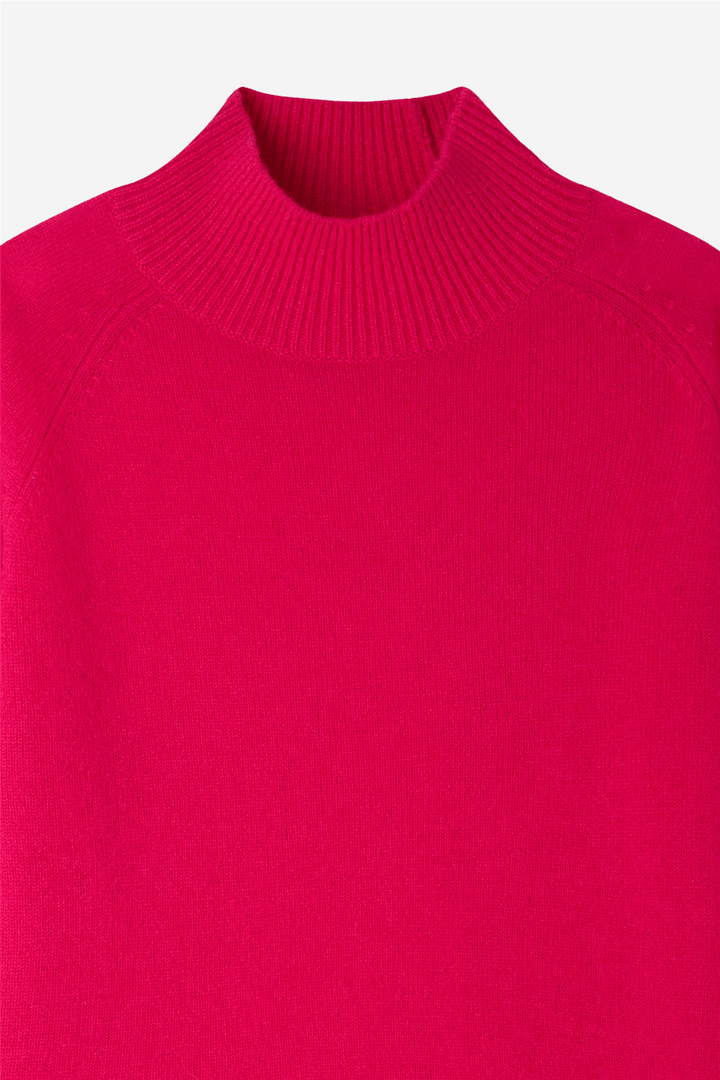 From Future Genser &amp; Cardigan Striped Mock-Neck Sweater Raspberry Pink