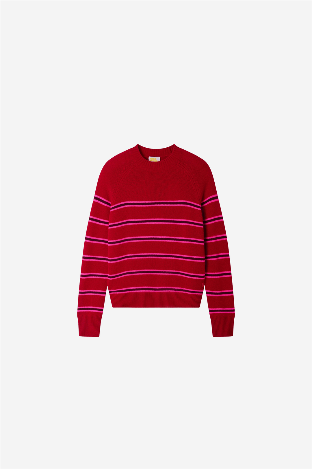 From Future Genser &amp; Cardigan Striped Mock-Neck Sweater Warm Red