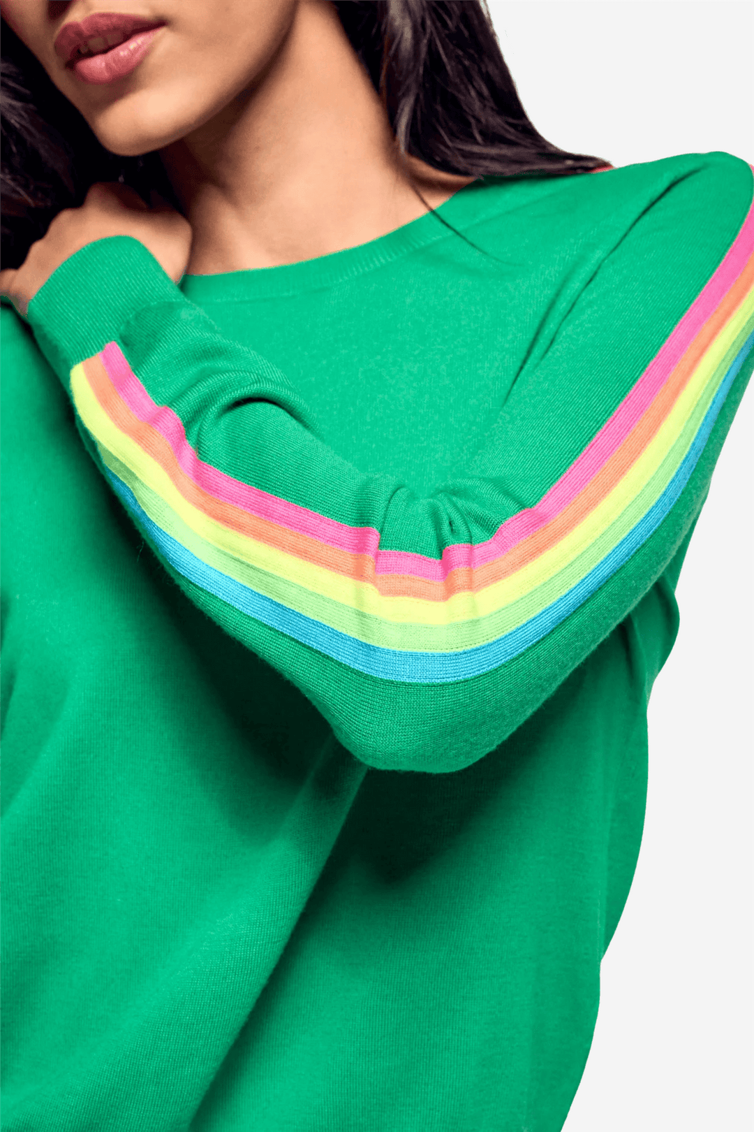 From Future Genser & Cardigan Striped Sweater Multicolor Infinity Green