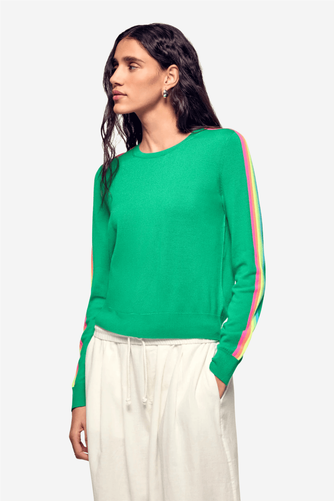 From Future Genser & Cardigan Striped Sweater Multicolor Infinity Green