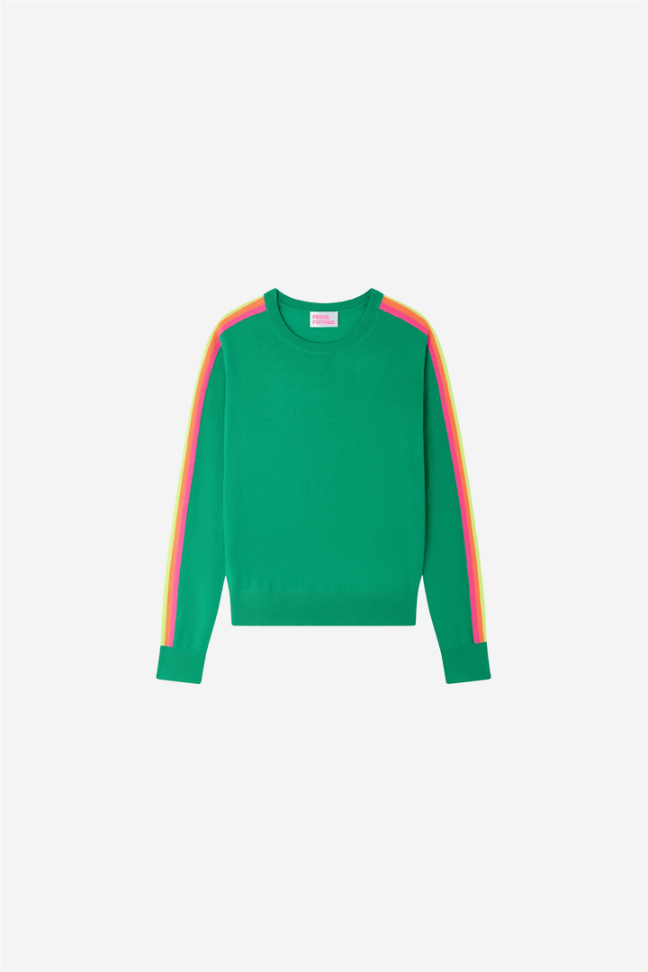 From Future Genser & Cardigan Striped Sweater Multicolor Infinity Green