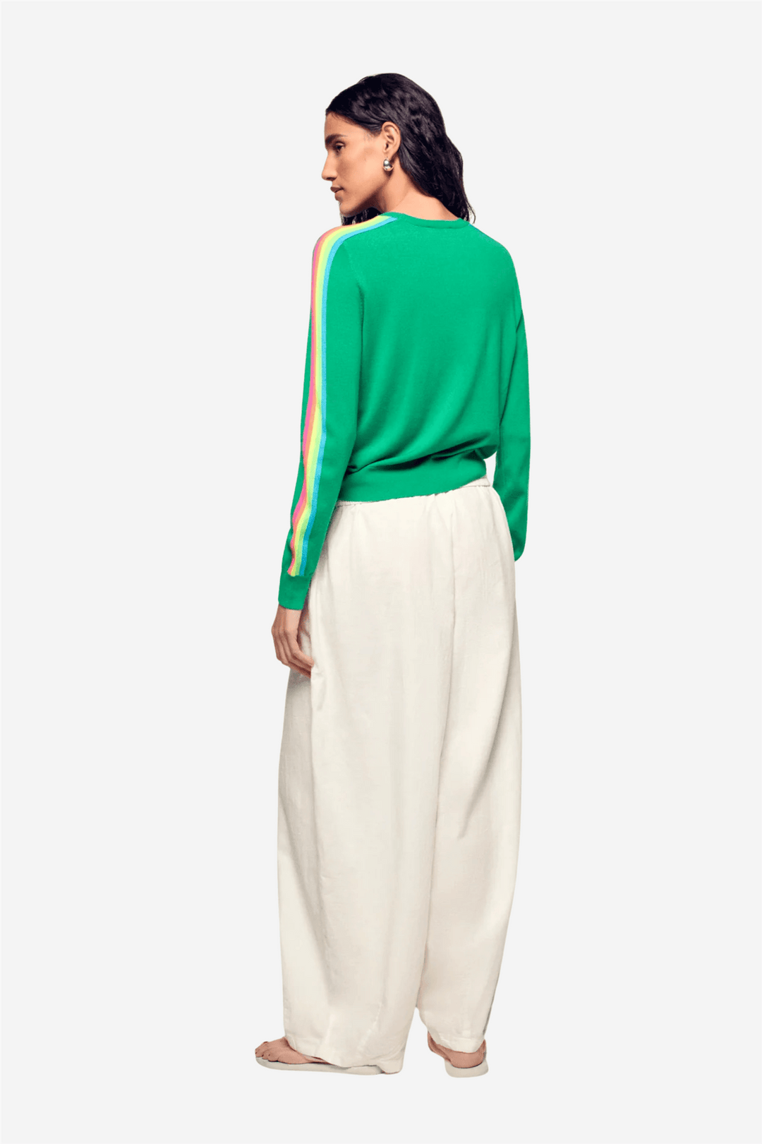 From Future Genser & Cardigan Striped Sweater Multicolor Infinity Green