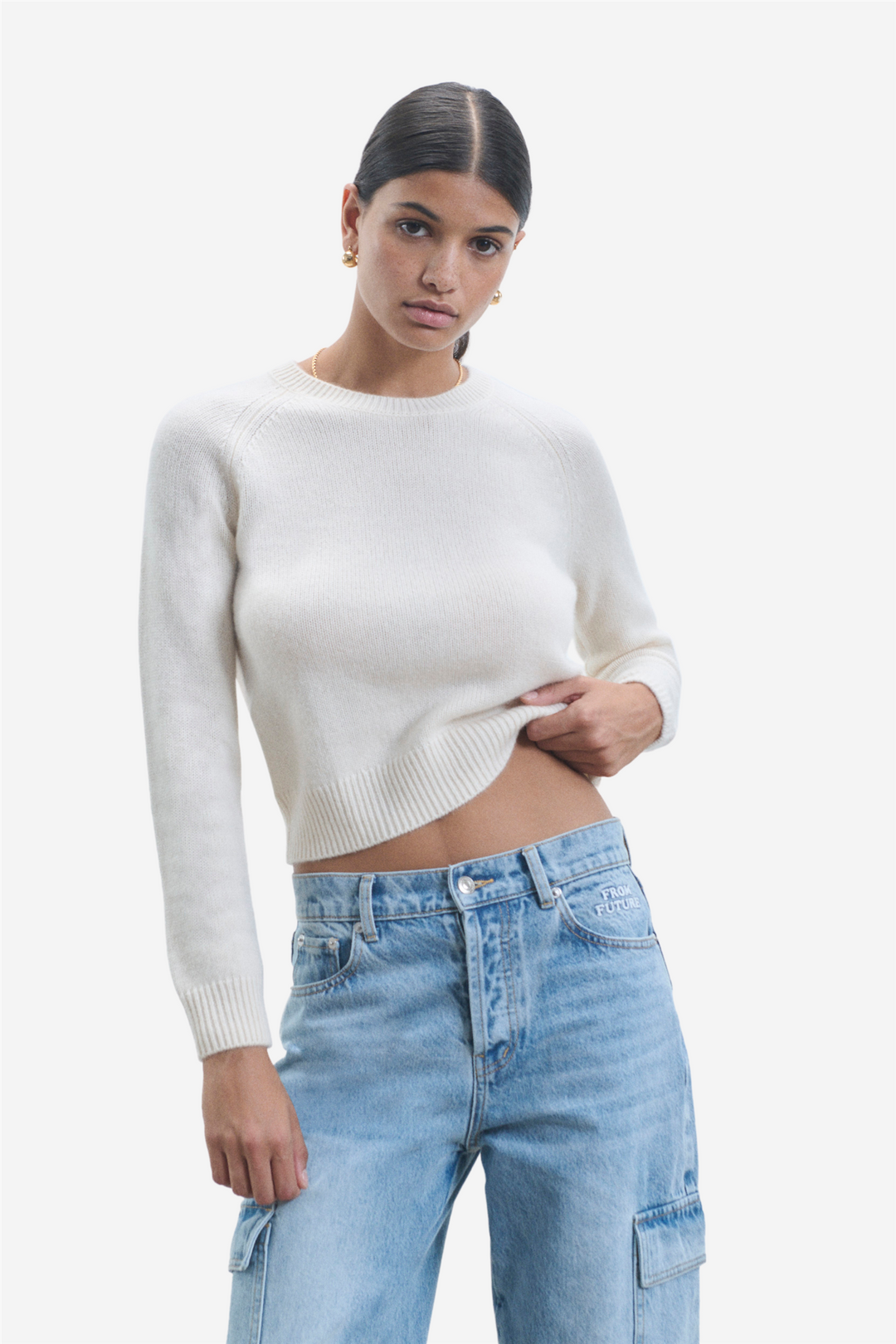 From Future Genser & Cardigan Sweater Crewneck Raglan Ecru