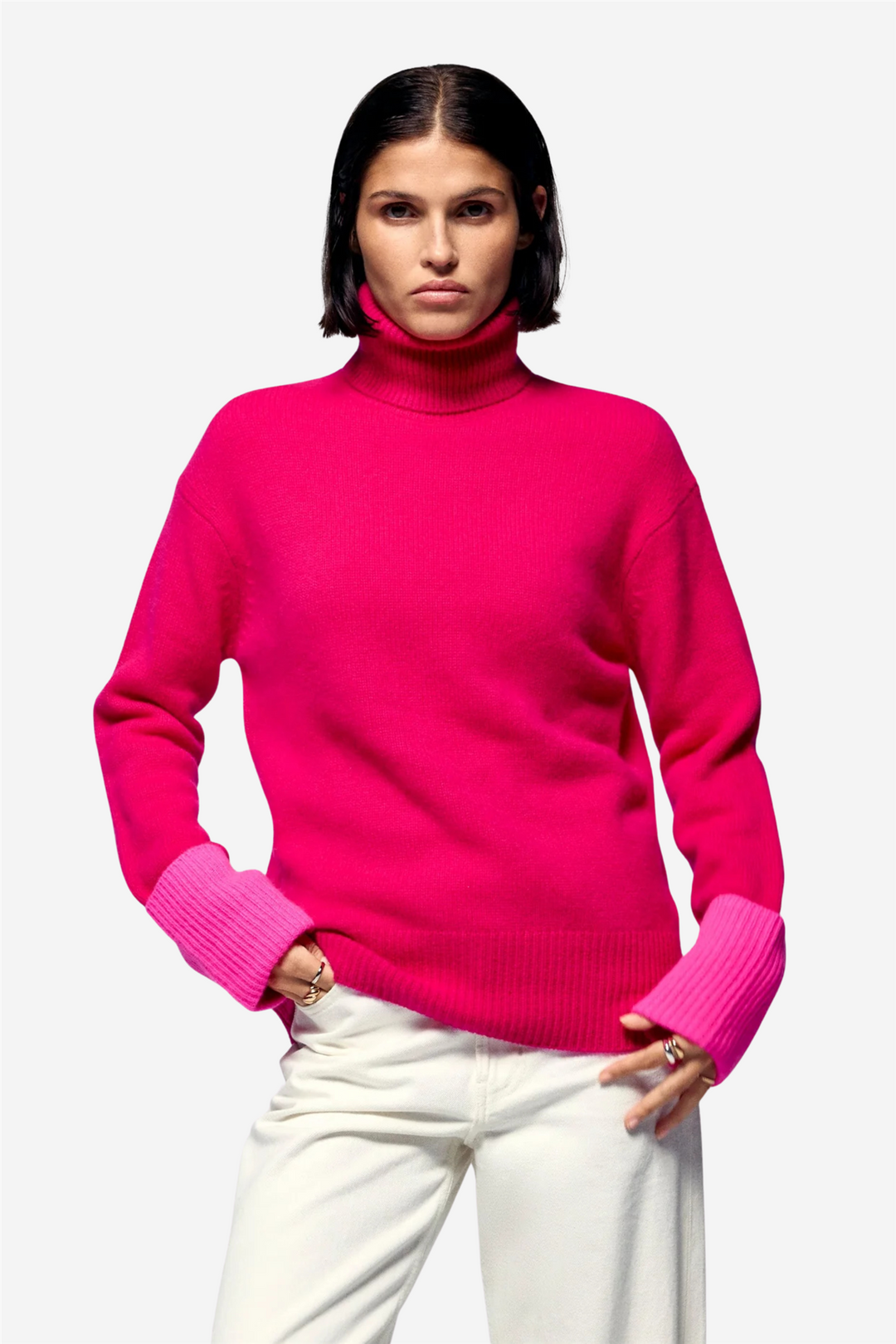 From Future Genser & Cardigan Turtleneck Sweater Raspberry Pink