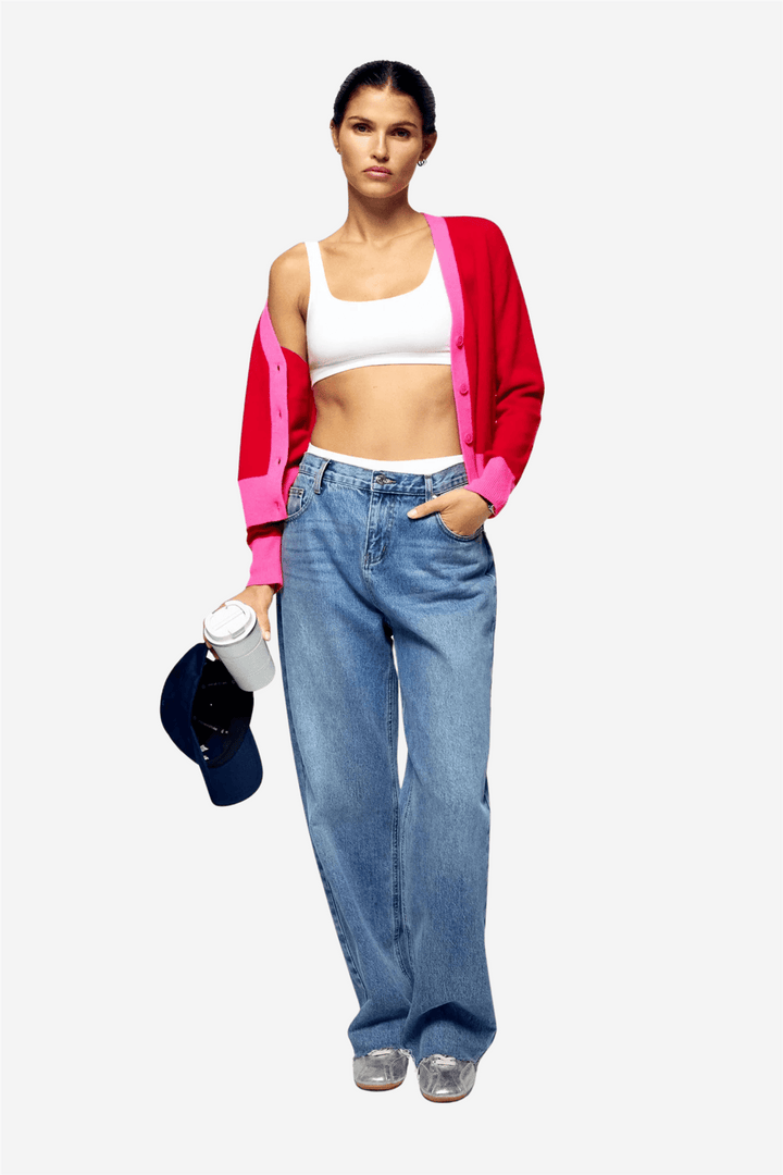 From Future Genser & Cardigan Two Color Cardigan Hot Red