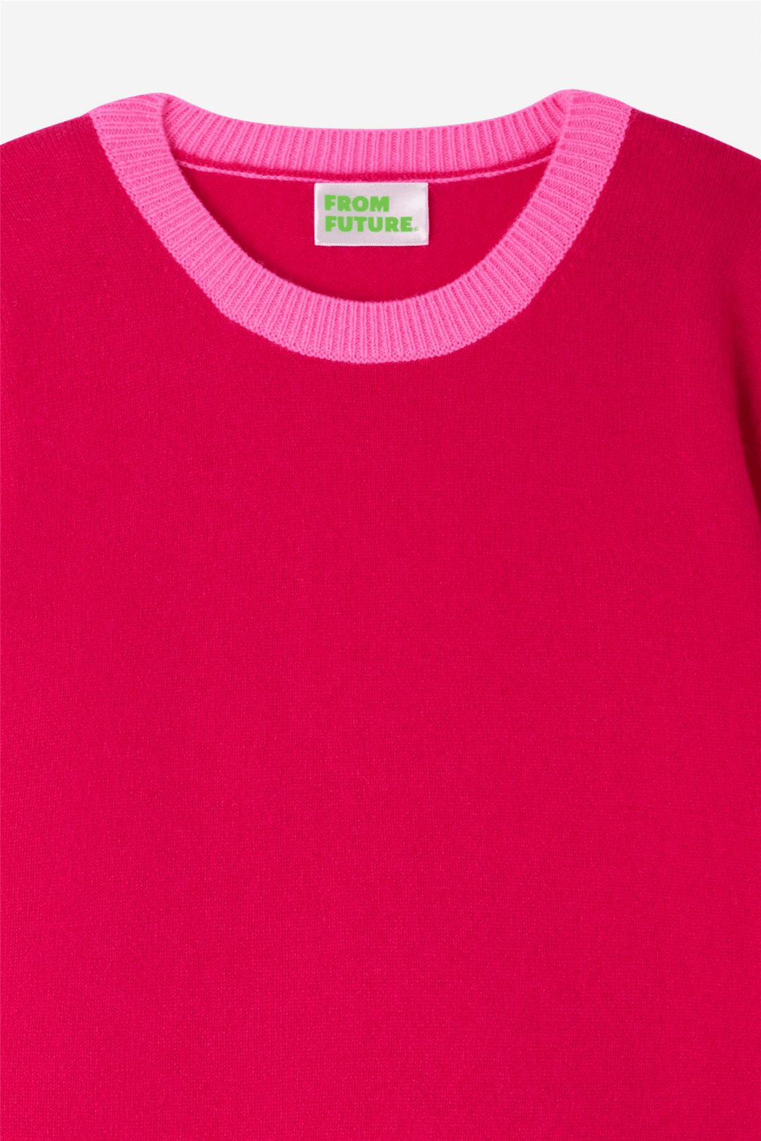 From Future Genser &amp; Cardigan Two-Tone Crewneck Sweater Raspberry Pink