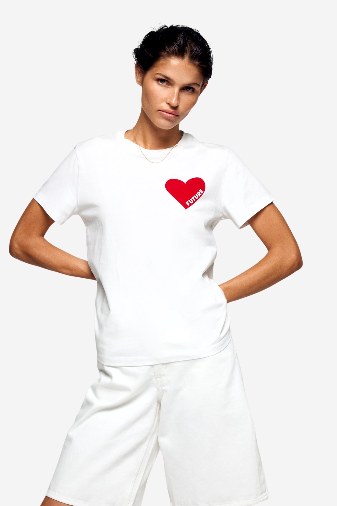 From Future Topper & t-skjorter Crewneck Short Sleeve Heart T-shirt Blanc